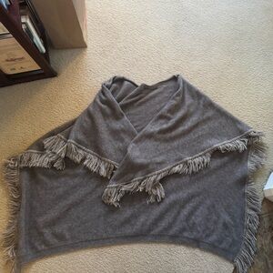 Noble Wilde gray fringed poncho